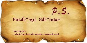 Petényi Sándor névjegykártya