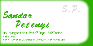 sandor petenyi business card